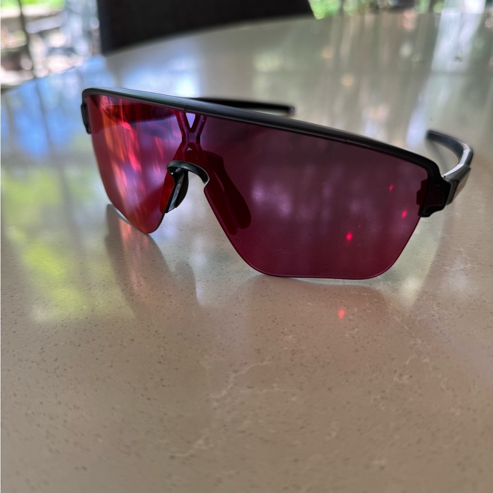 Oakley Black and Red Shield Sunglasses Sporty Design
